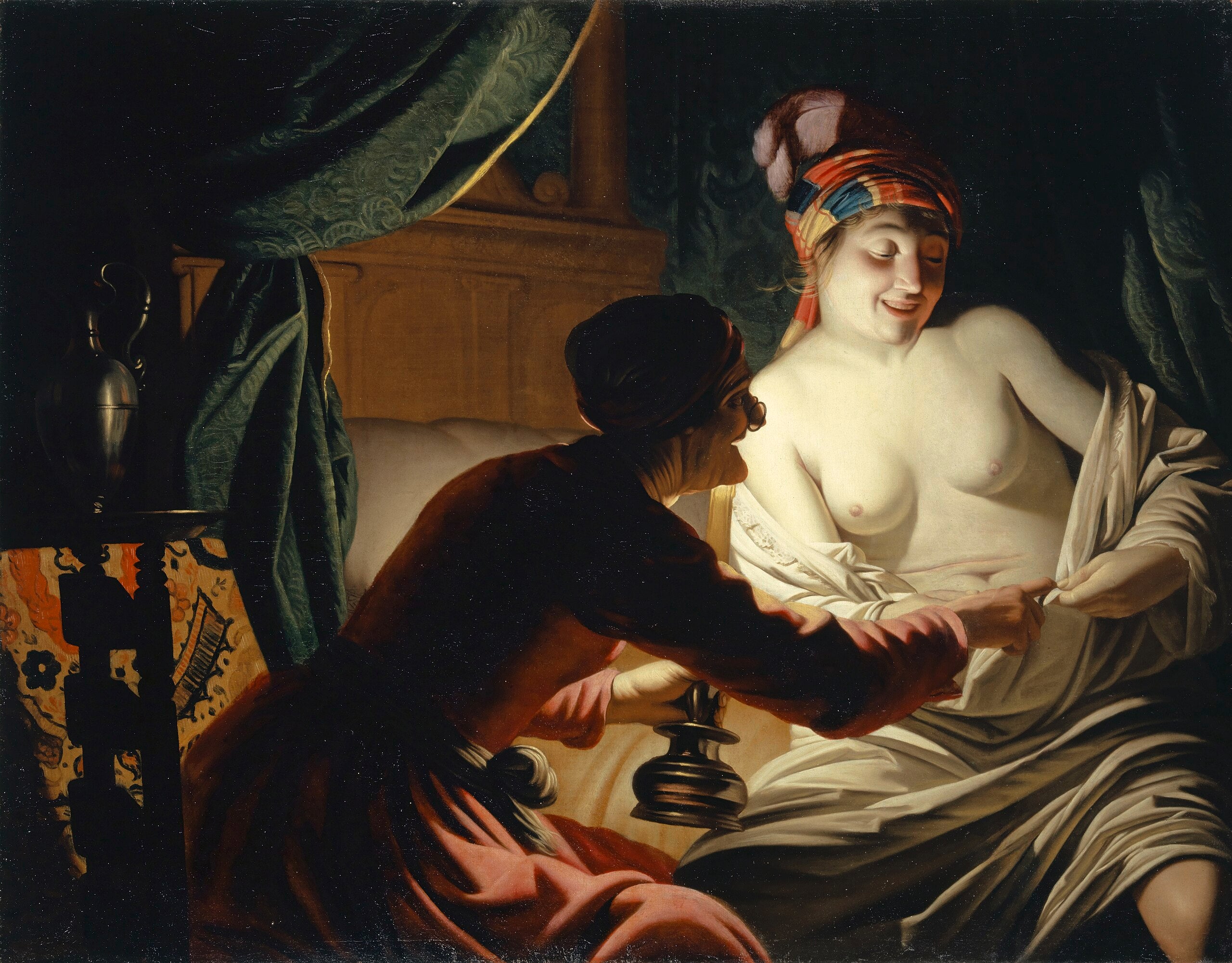 La chasse aux puces à la lumière d'une bougie - Gerrit van Honthorst