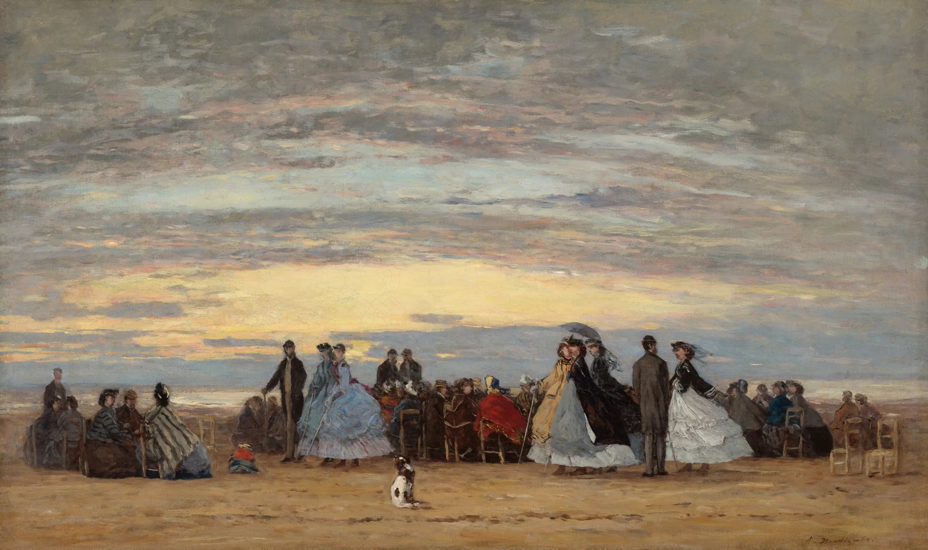Reproduction du tableau « La plage à Villerville - Eugène Boudin » par Alpha Reproduction en peinture à l’huile