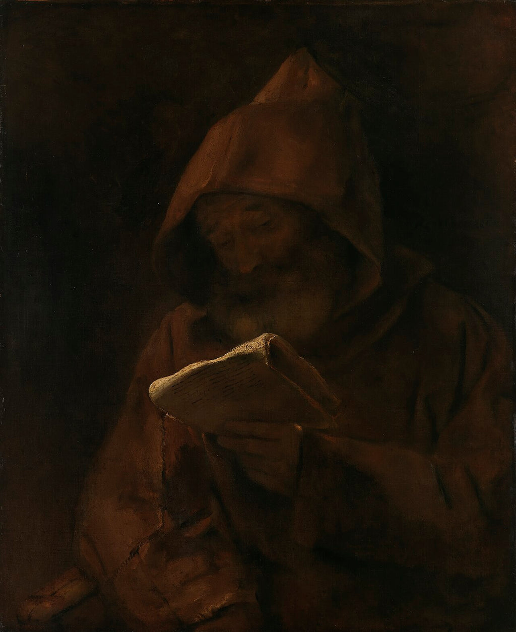 Reproduction du tableau « Lecture du moine - Rembrandt » par Alpha Reproduction en peinture à l’huile