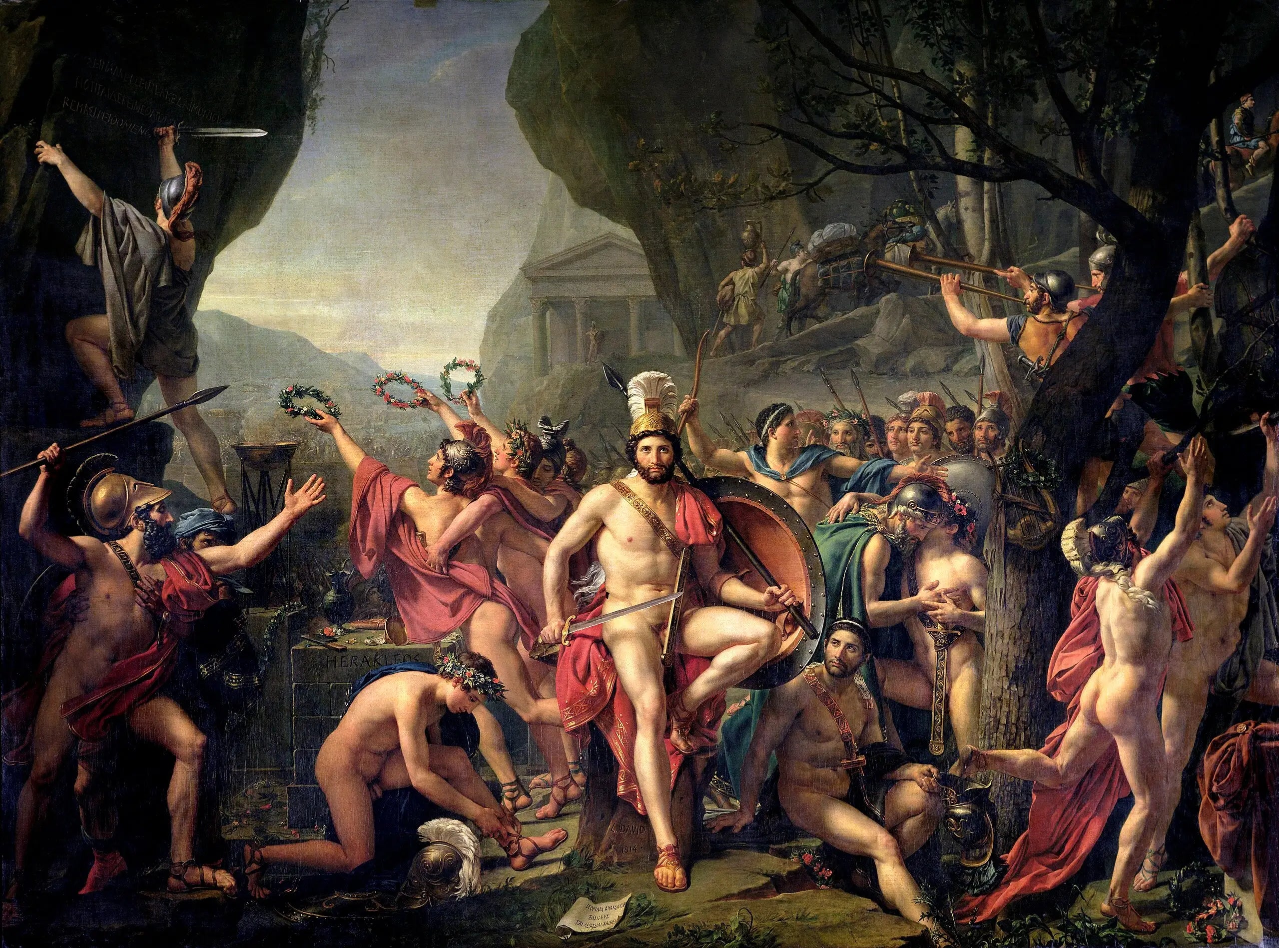 Reproduction du tableau « Léonidas aux Thermopyles - Jacques-Louis David » par Alpha Reproduction en peinture à l’huile
