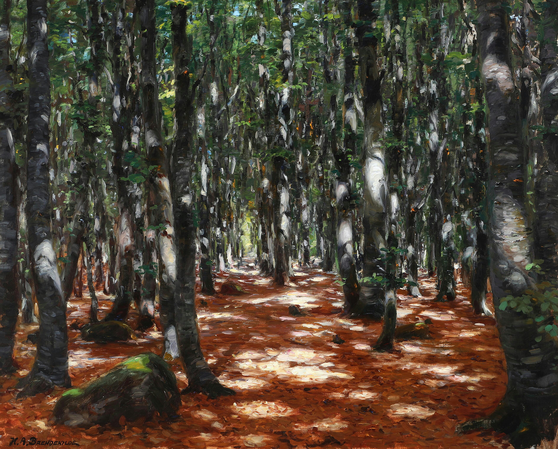 Lumière du soleil à travers les hêtres. - H. A. Brendekilde