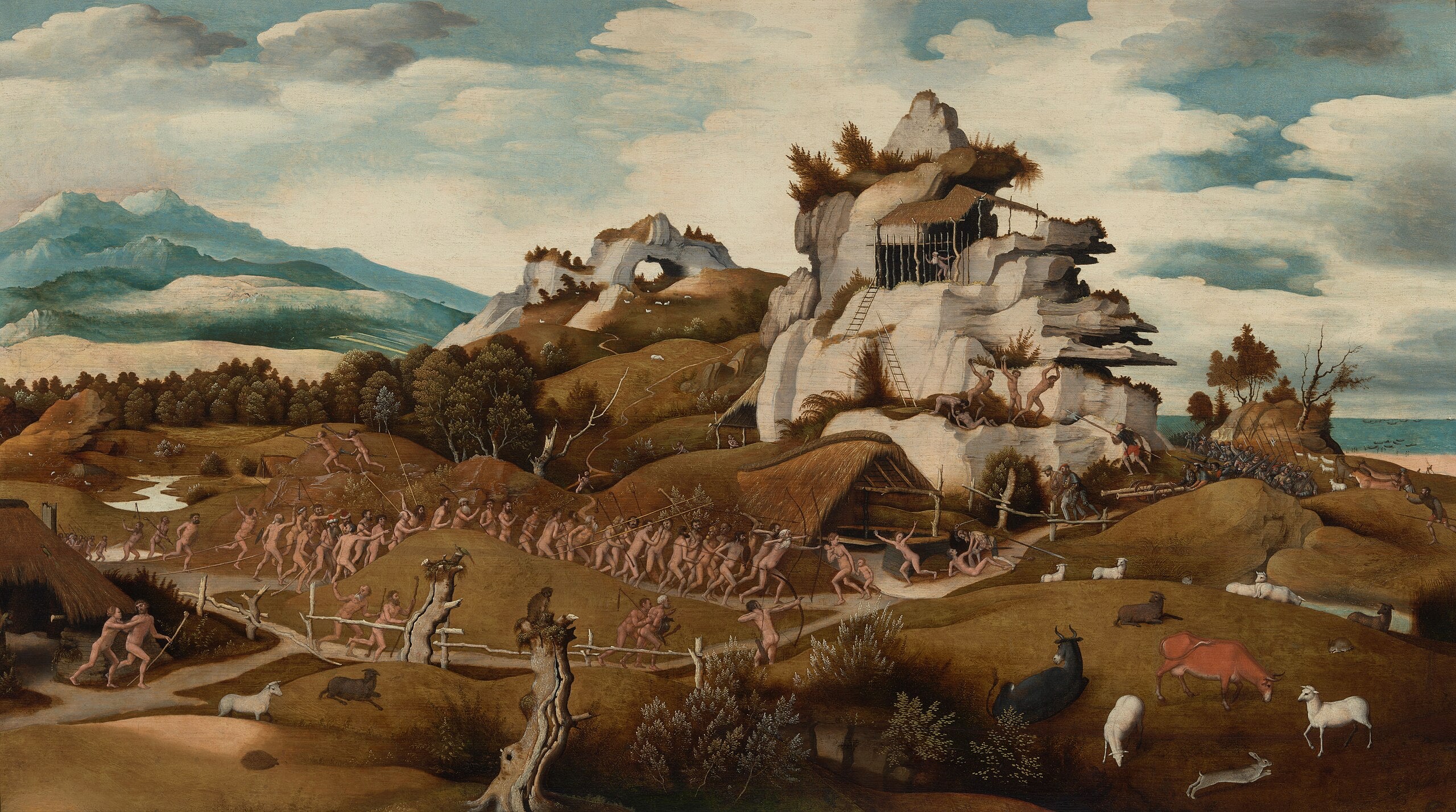 Paysage avec un épisode de la conquête de l'Amérique - Jan Mostaert