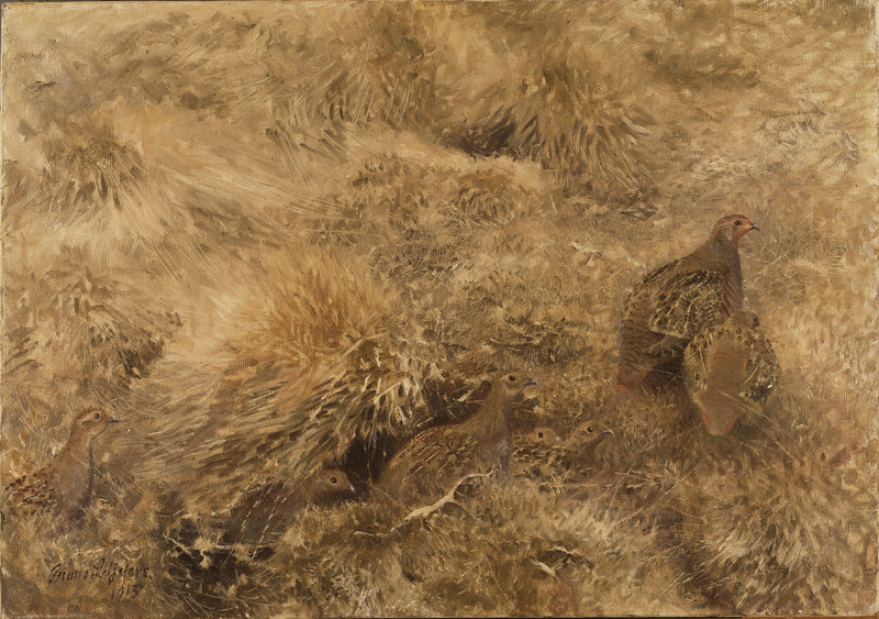 Paysage d'automne avec des perdrix - Bruno Liljefors