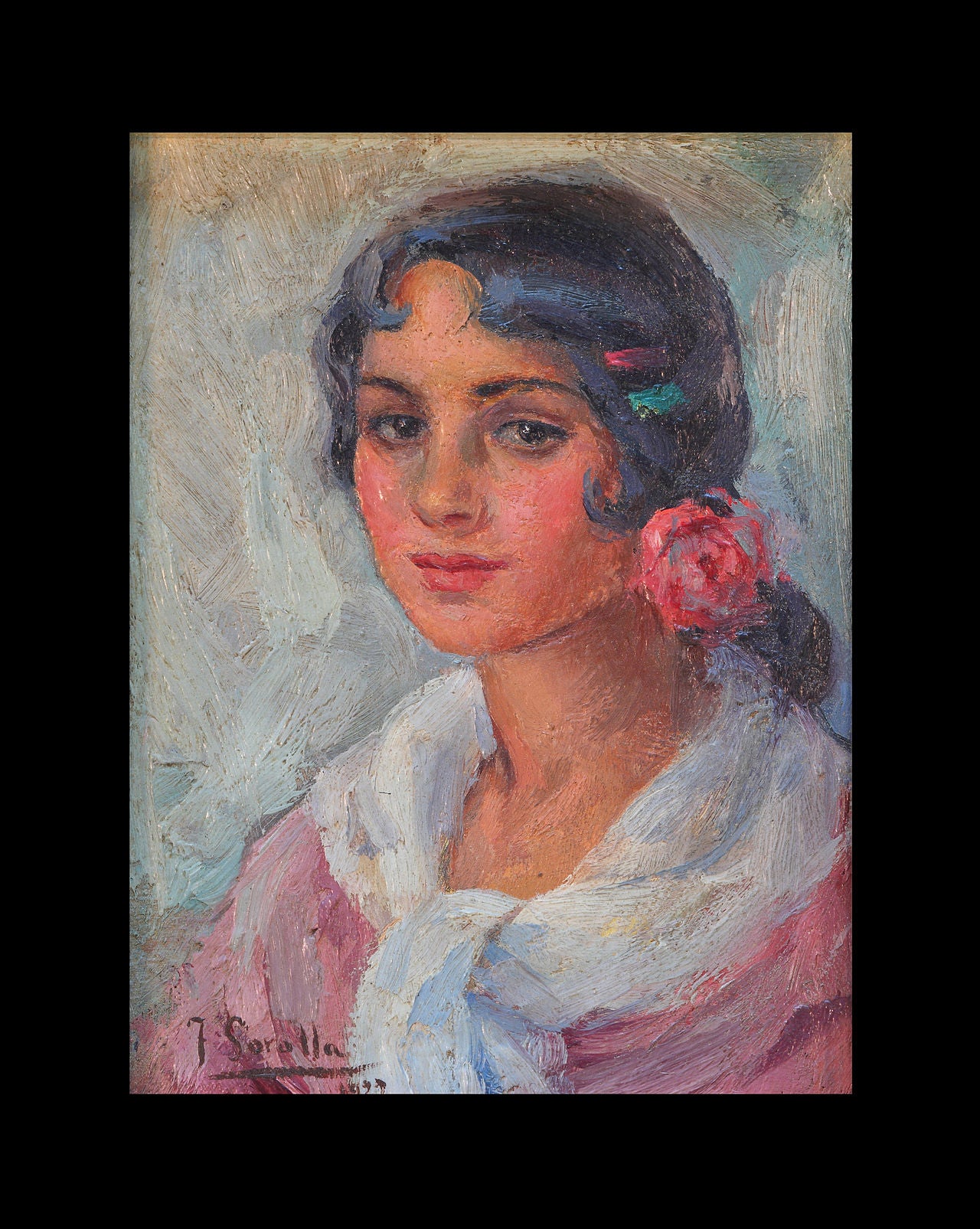 Reproduction du tableau « Portrait de femme - Joaquín Sorolla » par Alpha Reproduction en peinture à l’huile