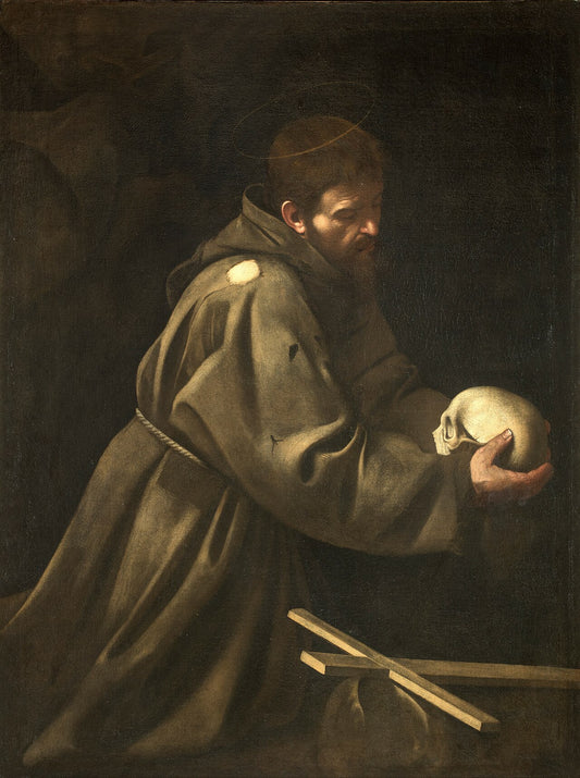 Reproduction du tableau « Saint François en méditation - Le Caravage » par Alpha Reproduction en peinture à l’huile