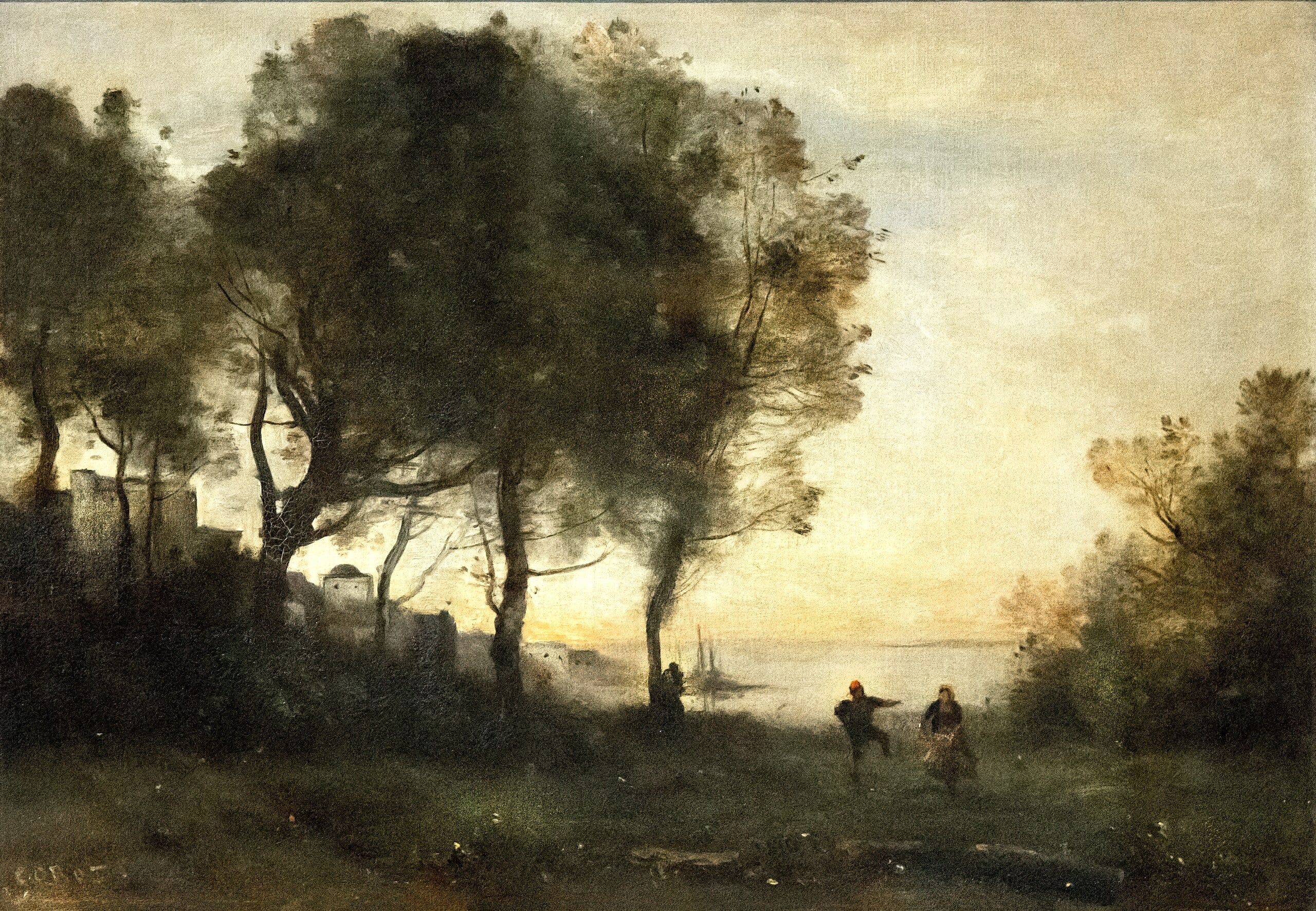 Souvenir d'Italie ; danseur des rivages de Capri - Jean-Baptiste Camille Corot