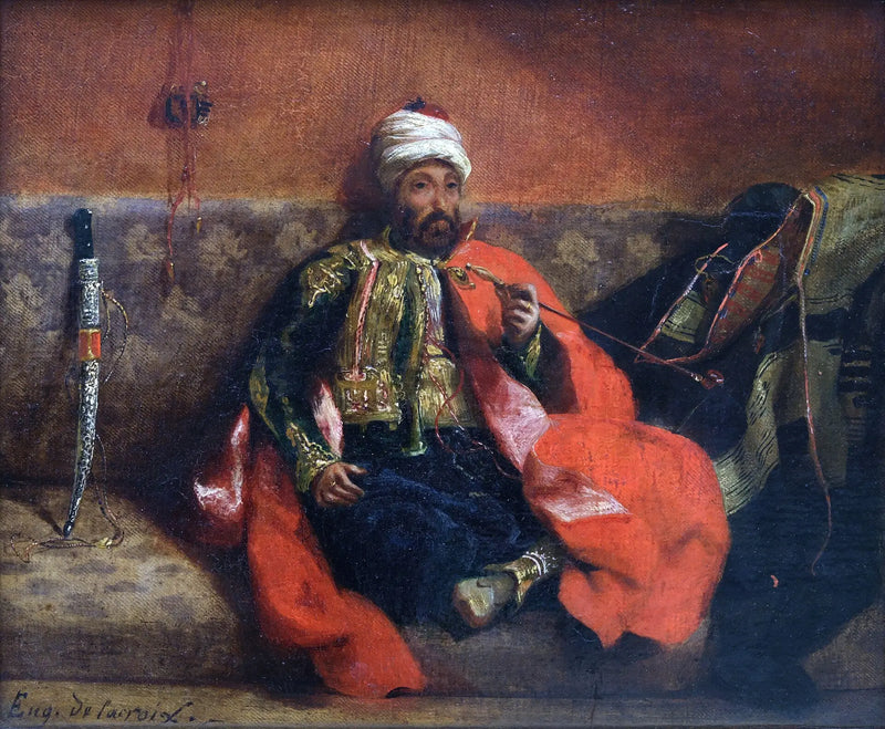 Курящий турок, сидящий на диване - Эжен Делакруа