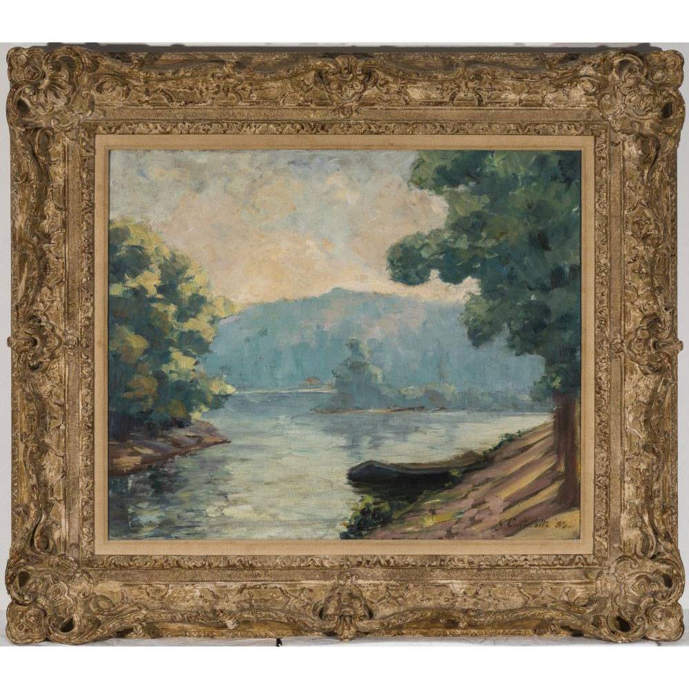 Reproduction du tableau « Un estuaire de la Seine - Gustave Caillebotte » par Alpha Reproduction en peinture à l’huile