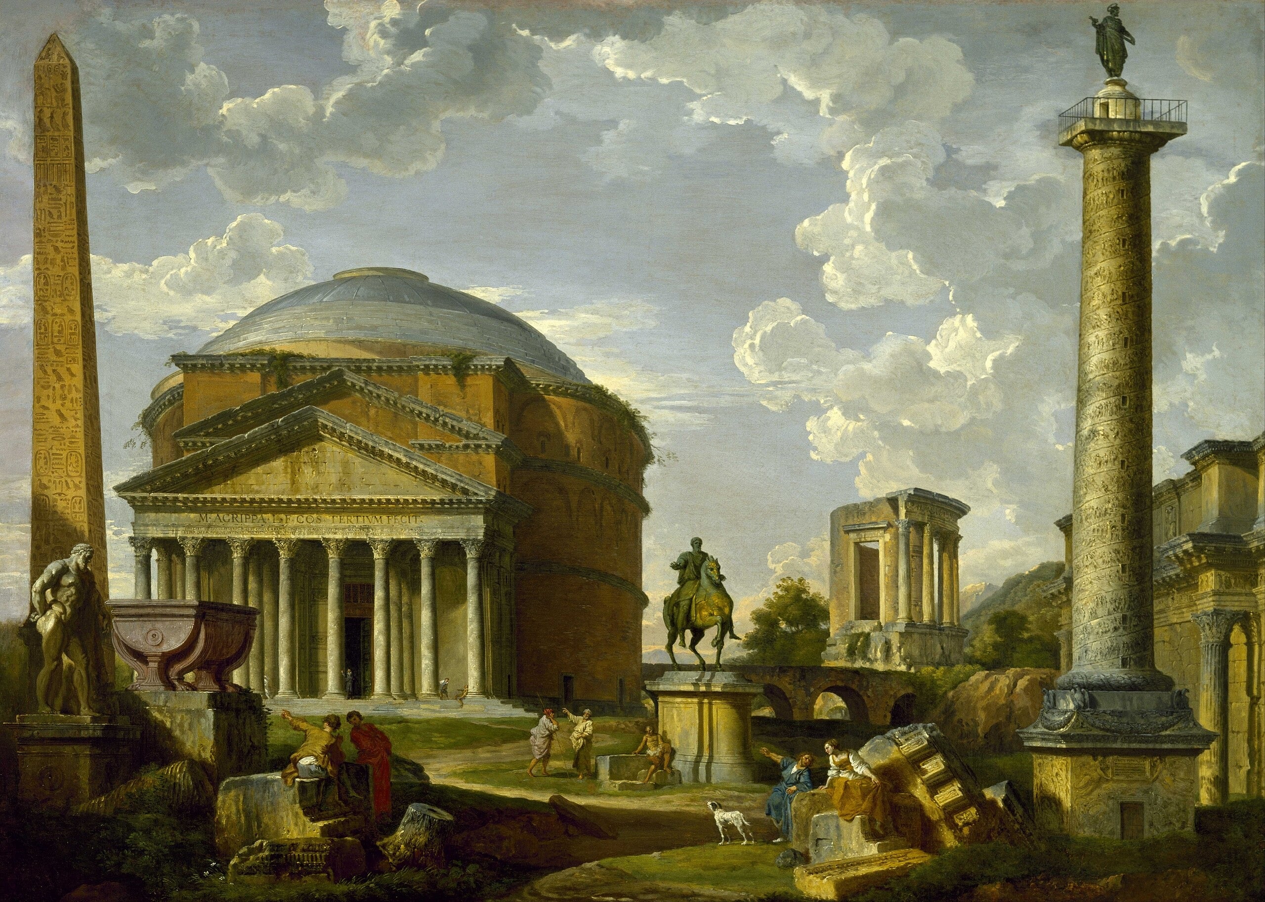 Vue fantastique du Panthéon et d'autres monuments de la Rome antique - Giovanni Paolo Panini