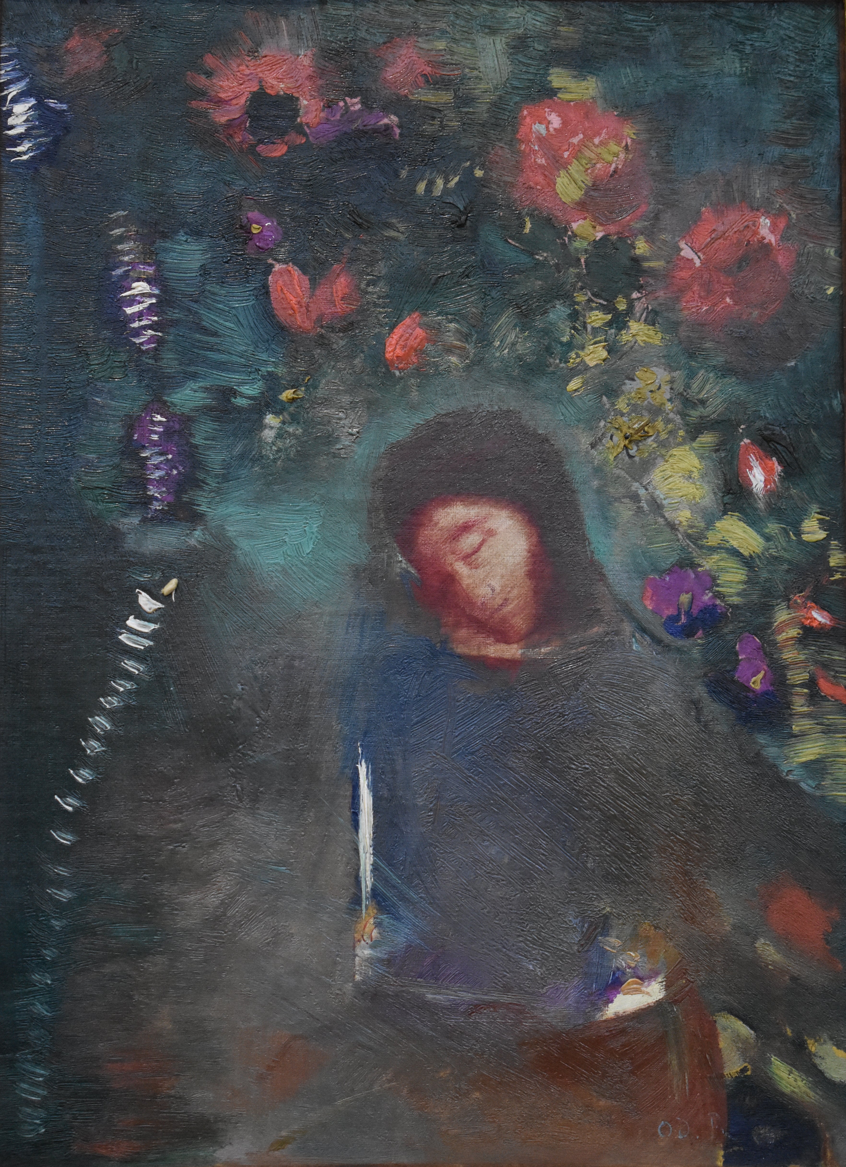 Visage et fleurs - Odilon Redon