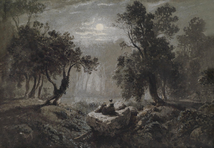 Forêt romantique au clair de lune – Oswald Achenbach