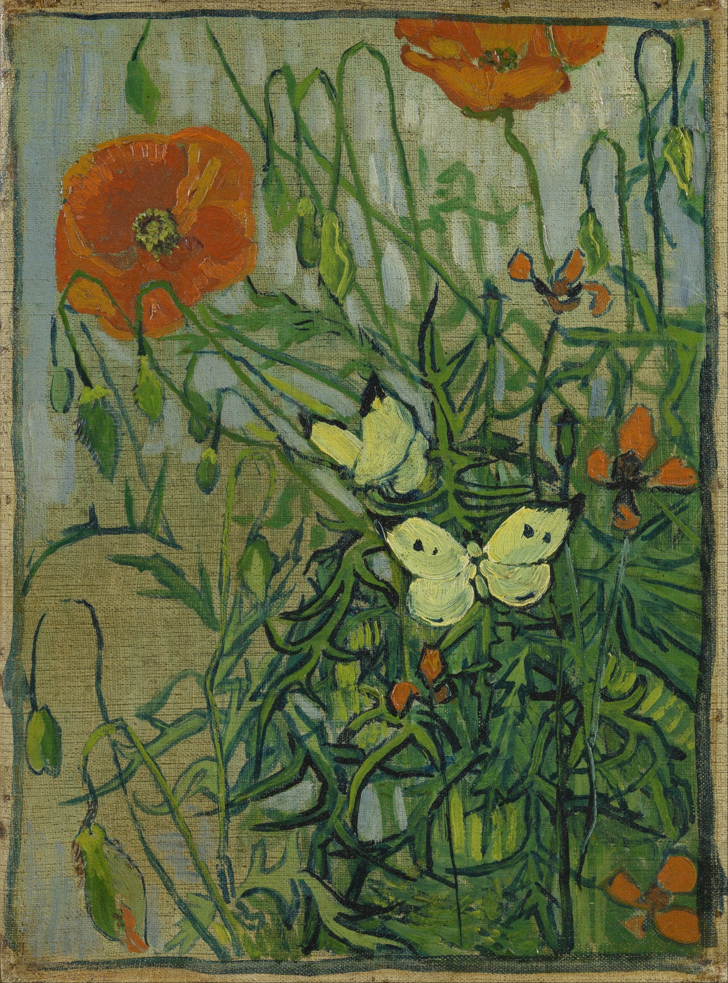 🦋 Бабочки и маки – Винсент ван Гог (1890)