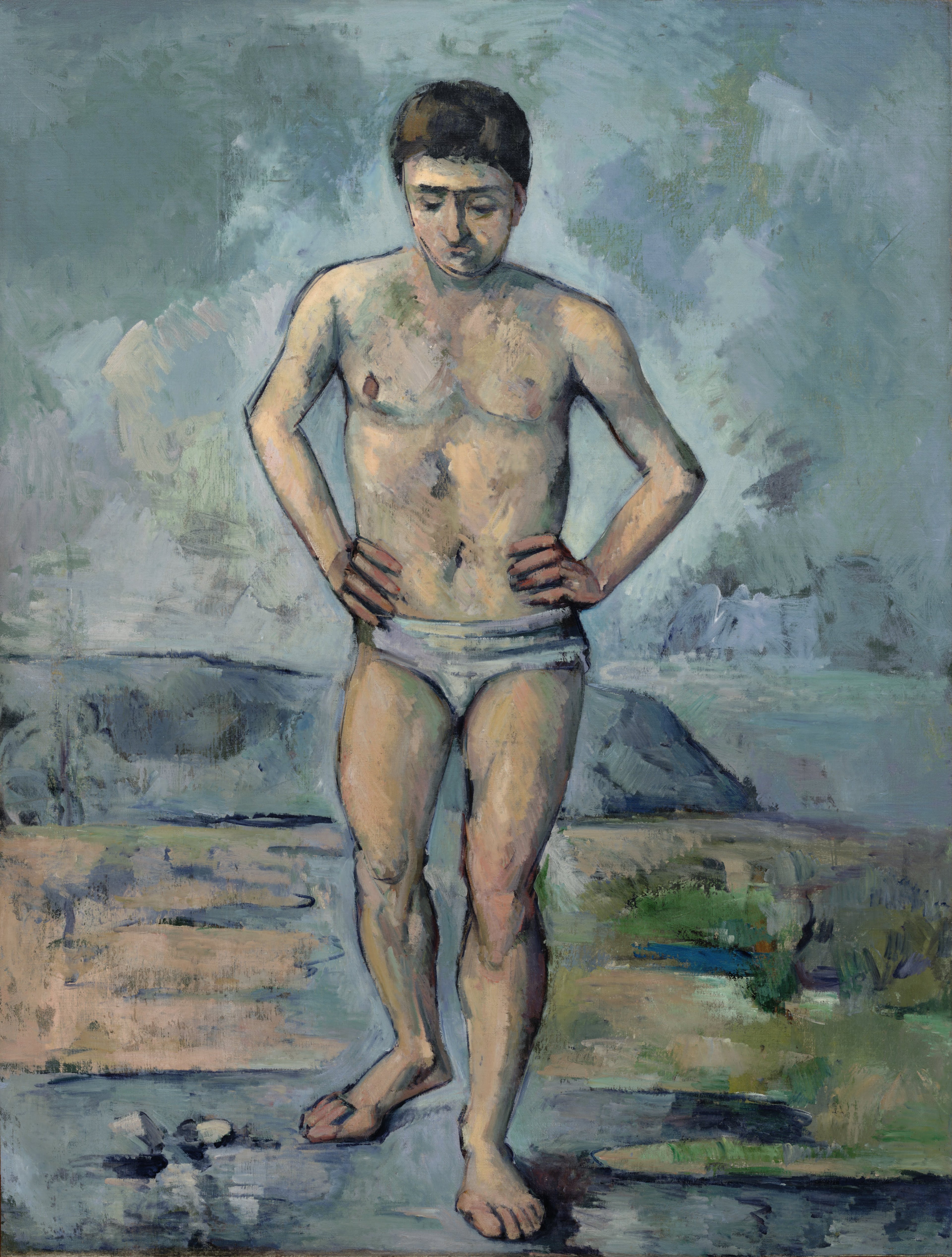Reproduction du tableau « Le Grand Baigneur - Paul Cézanne » par Alpha Reproduction en peinture à l’huile