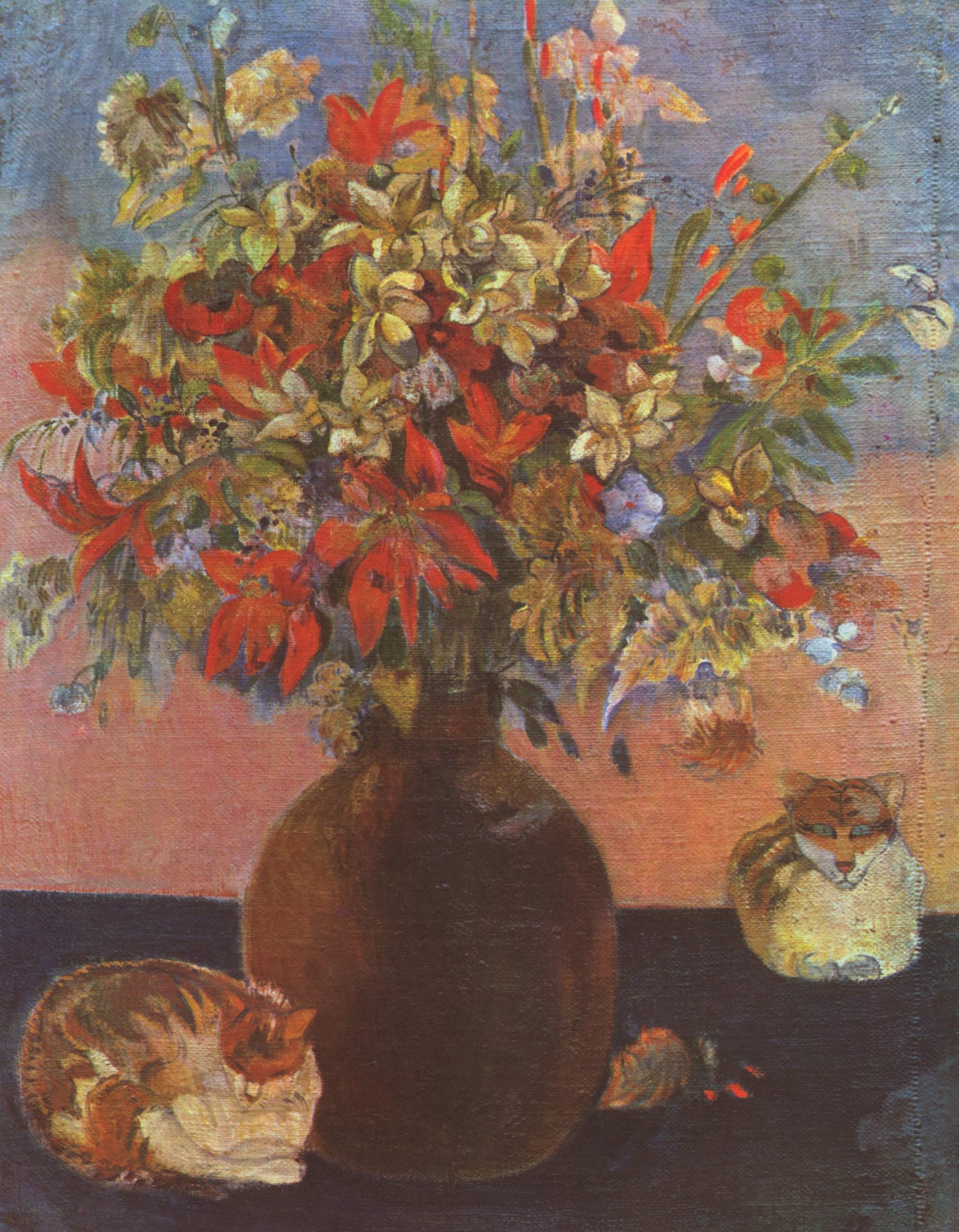 Reproduction du tableau « Nature morte aux chats - Paul Gauguin » par Alpha Reproduction en peinture à l’huile