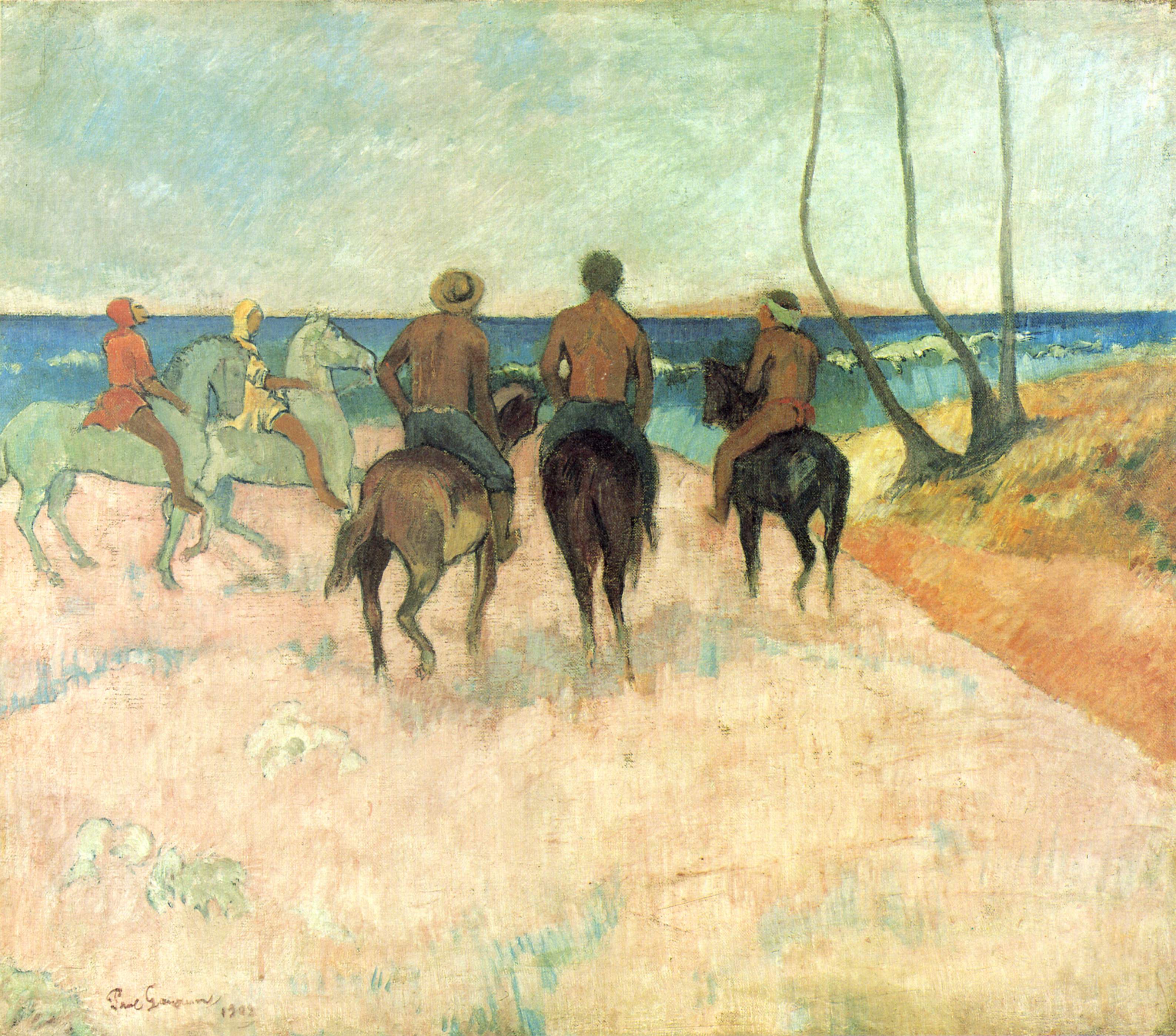 Reproduction du tableau « Cavaliers sur la plage (I) - Paul Gauguin » par Alpha Reproduction en peinture à l’huile