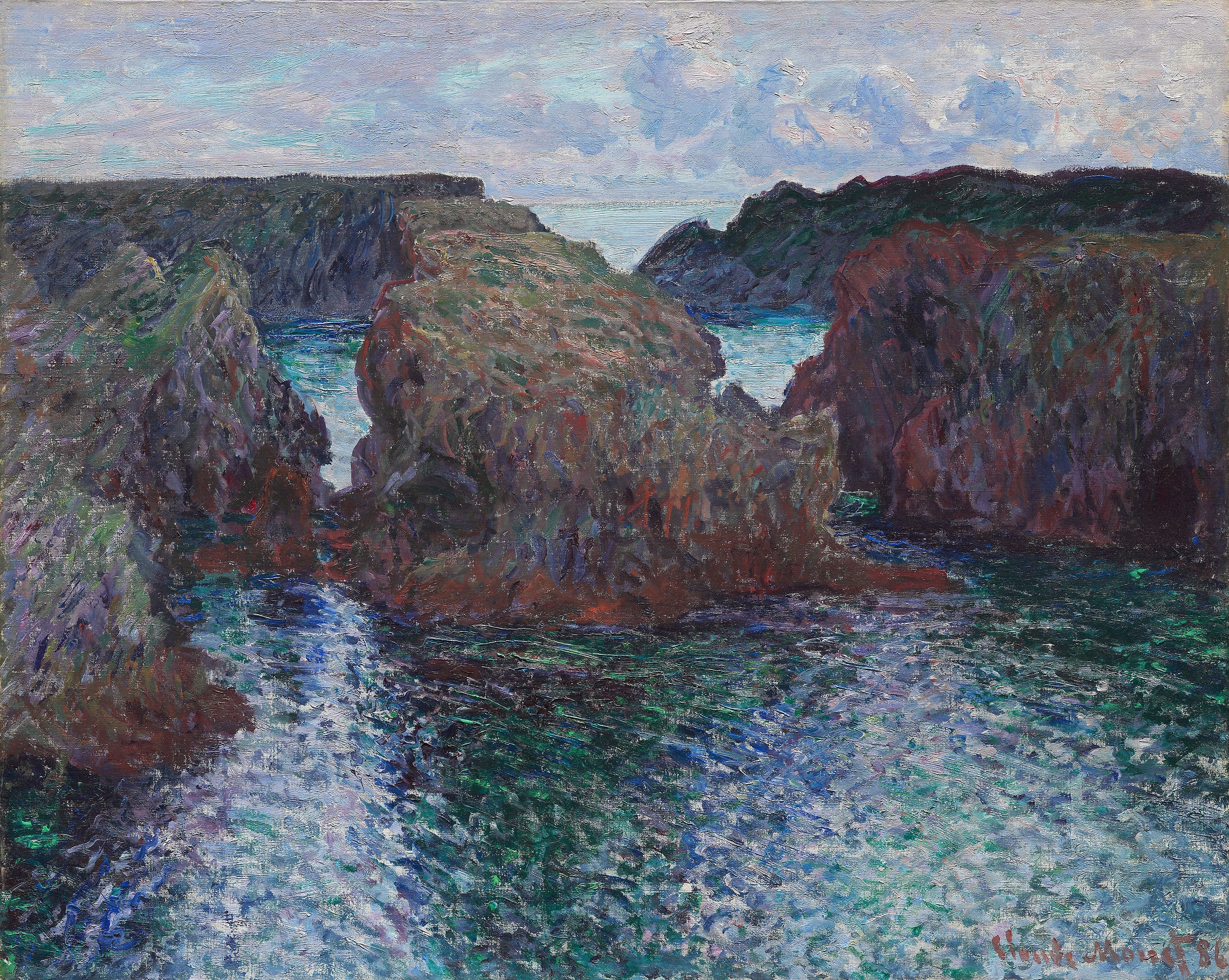 Reproduction du tableau « Roches à Port-Goulphar, à Belle-Île - Claude Monet » par Alpha Reproduction en peinture à l’huile