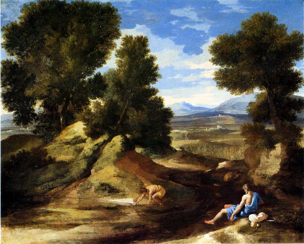 Paysage avec un homme buvant - Nicolas Poussin - Alpha Reproduction