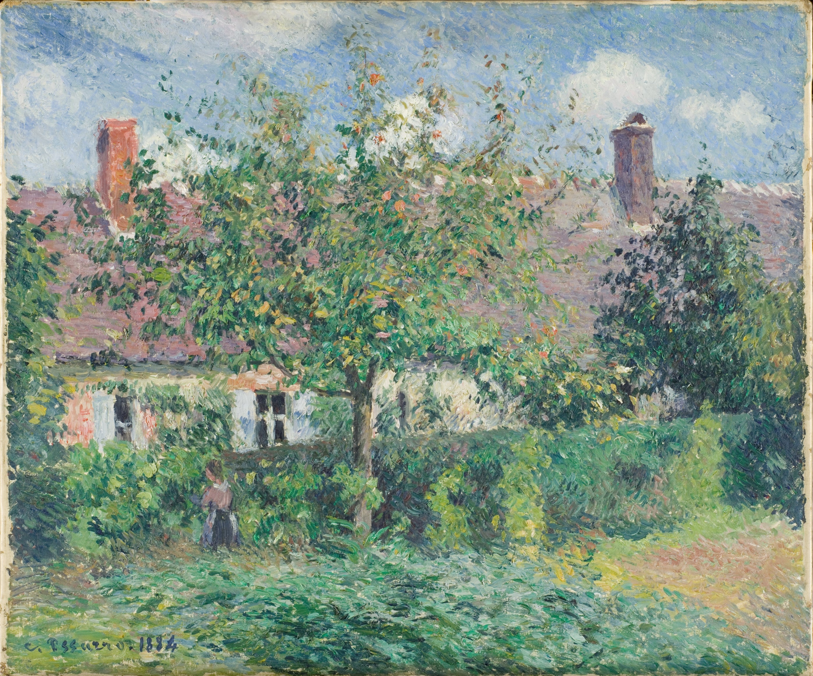 Reproduction du tableau « Vieilles maisons à Éragny, de Camille Pissarro, 1884 - Camille Pissarro » par Alpha Reproduction en peinture à l’huile