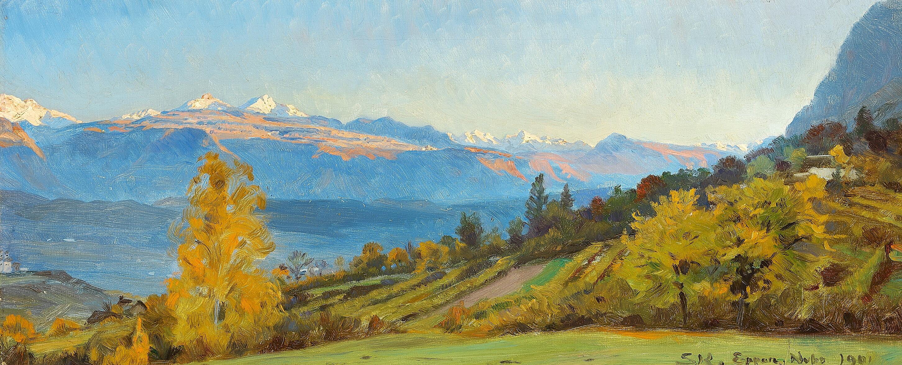 Paysage d'automne. Vue depuis le château de Saint-Valentin au Tyrol. - Peder Severin Krøyer