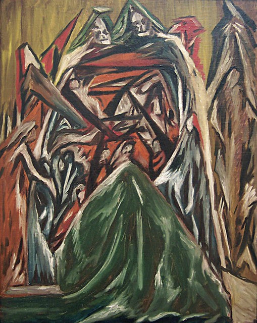 Personnage agenouillé devant une arche ornée de crânes - Jackson Pollock