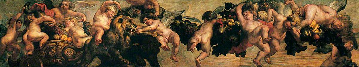 Génies portant une guirlande - Peter Paul Rubens