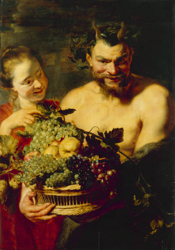 Satyre et fille avec un panier de fruits - Peter Paul Rubens