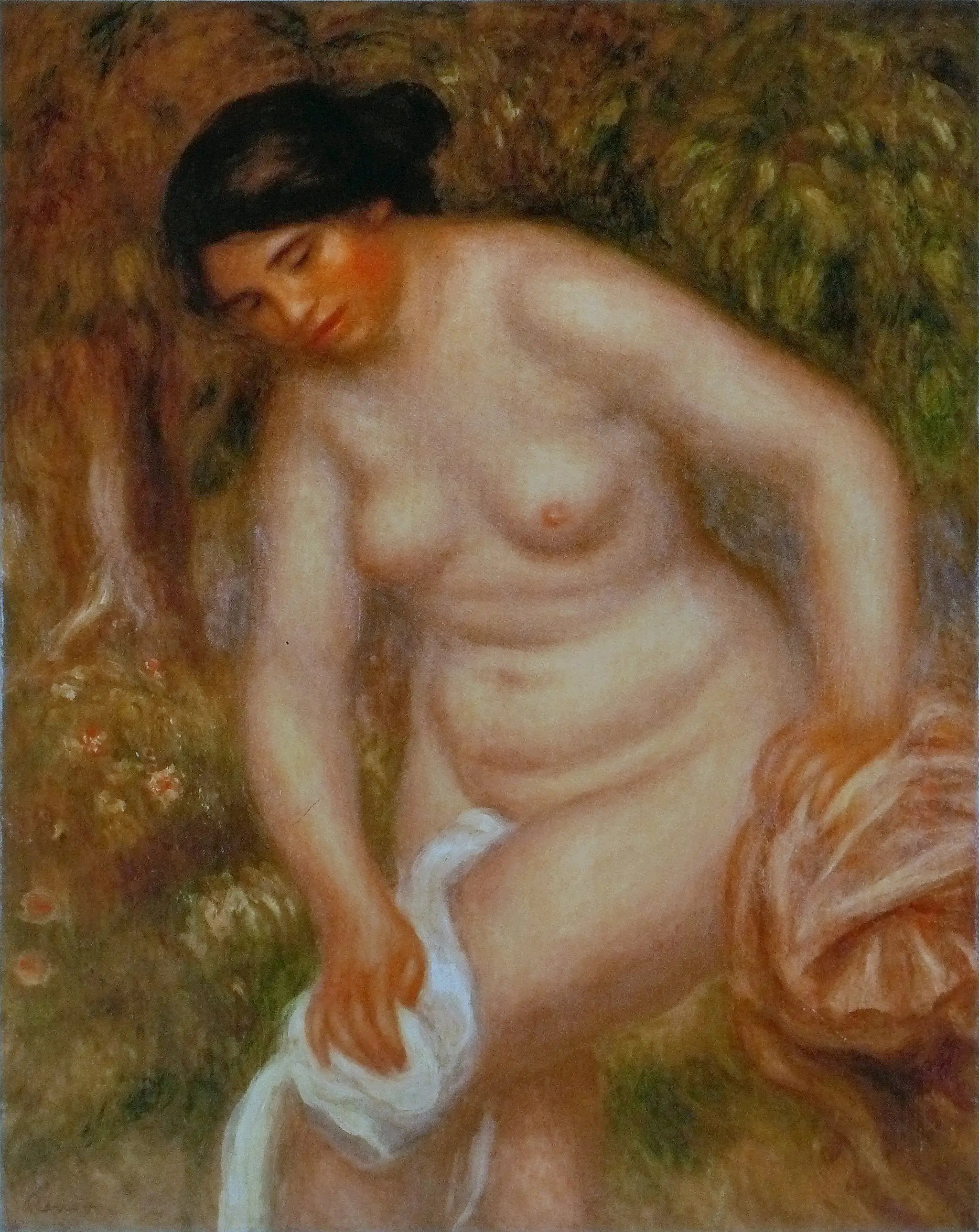 Reproduction du tableau « Baigneuse s'essuyant - Pierre-Auguste Renoir » par Alpha Reproduction en peinture à l’huile