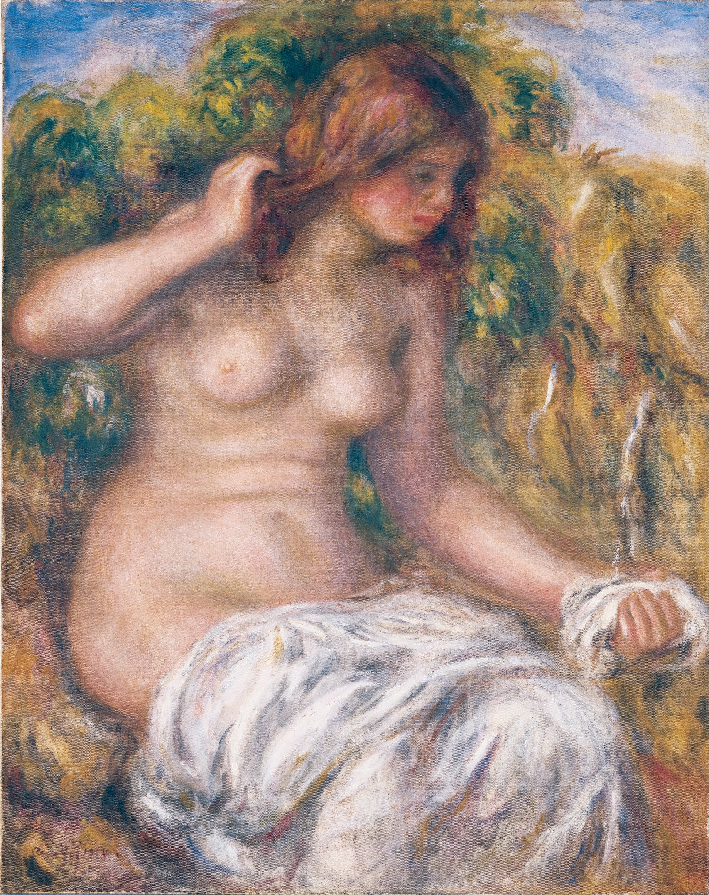 Reproduction du tableau « Femme au printemps - Pierre-Auguste Renoir » par Alpha Reproduction en peinture à l’huile