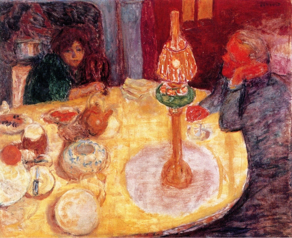 Reproduction du tableau « La Soirée sous la lampe - Pierre Bonnard » par Alpha Reproduction en peinture à l’huile