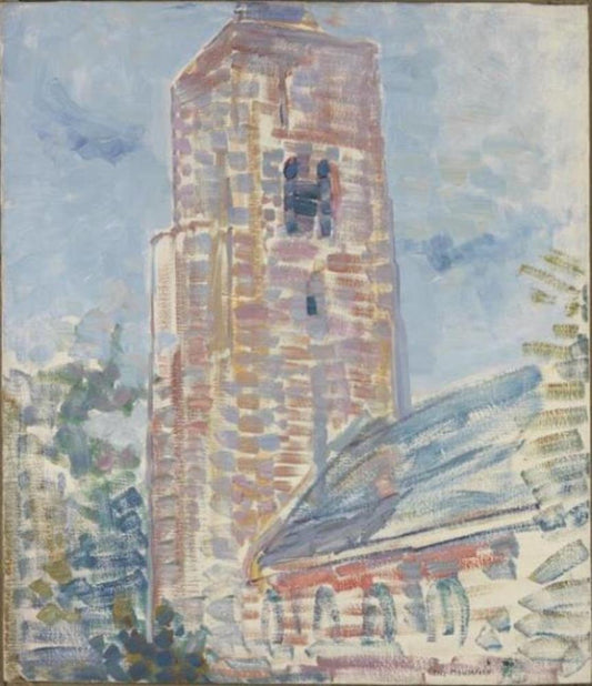 Reproduction du tableau « Église d'Oostkapelle, nef et tour - Piet Mondrian » par Alpha Reproduction en peinture à l’huile