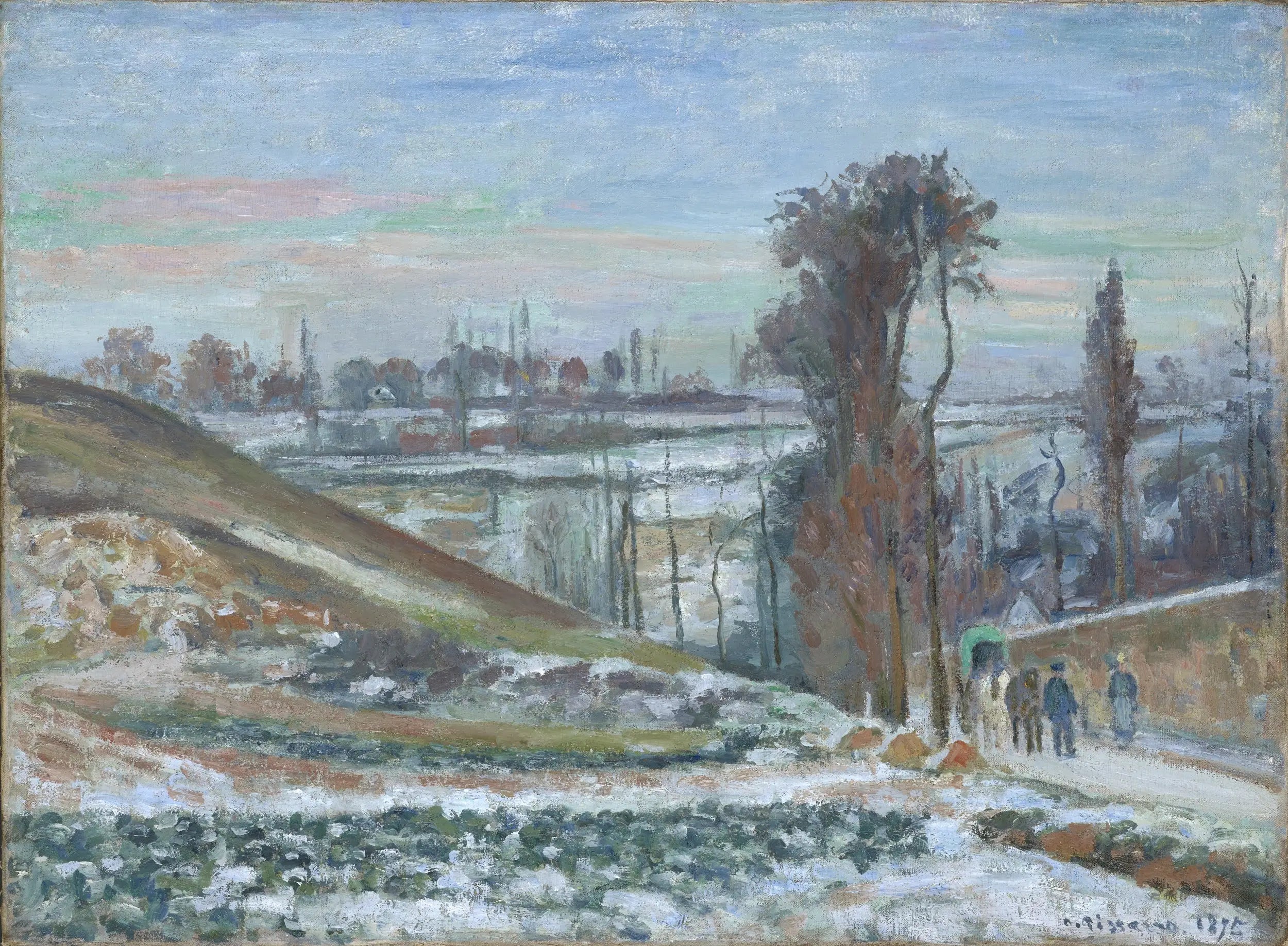 Reproduction du tableau « Effet de neige à l'Hermitage, Pontoise - Camille Pissarro » par Alpha Reproduction en peinture à l’huile