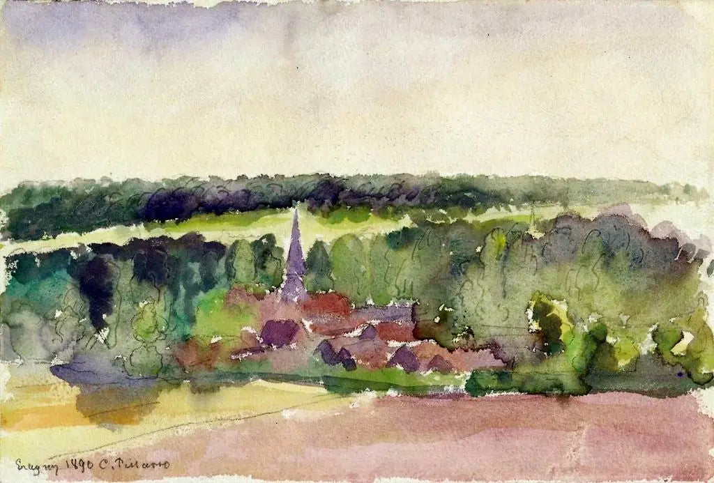 Reproduction du tableau « Vue d'Éragny - Camille Pissarro » par Alpha Reproduction en peinture à l’huile