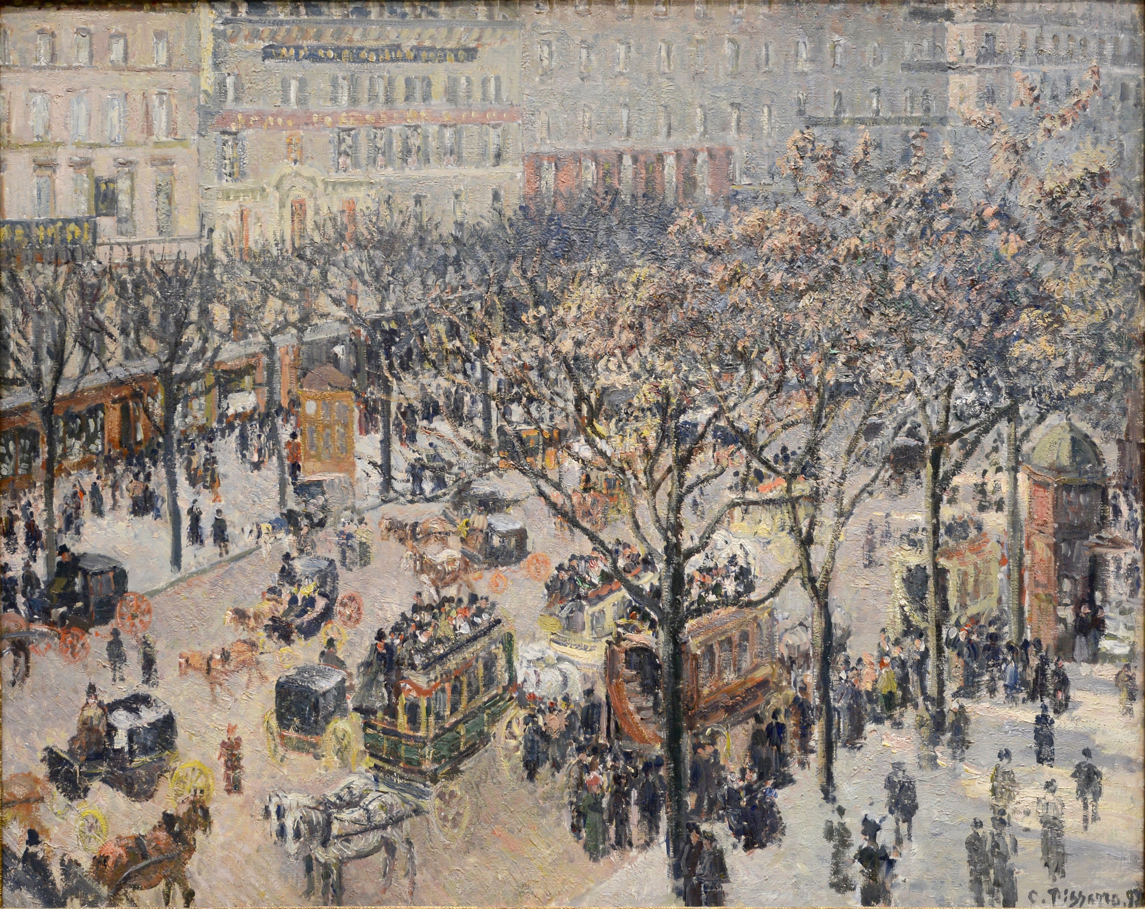 Reproduction du tableau « Boulevard des Italiens, Matin, Soleil - Camille Pissarro » par Alpha Reproduction en peinture à l’huile
