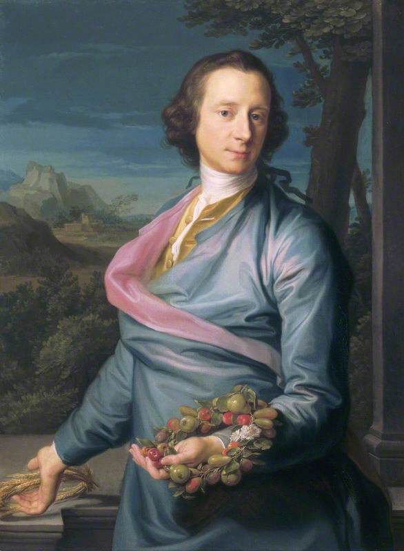Sir Matthew Fetherstonhaugh, 1er baronnet, député (1714-1774) avec des couronnes de fruits et de maïs - Pompeo Batoni
