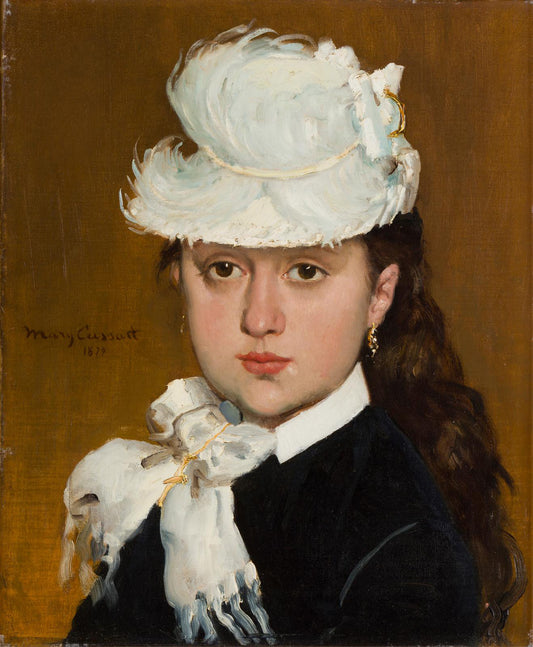 Reproduction du tableau « Portrait de jeune femme au chapeau blanc - Mary Cassatt » par Alpha Reproduction en peinture à l’huile