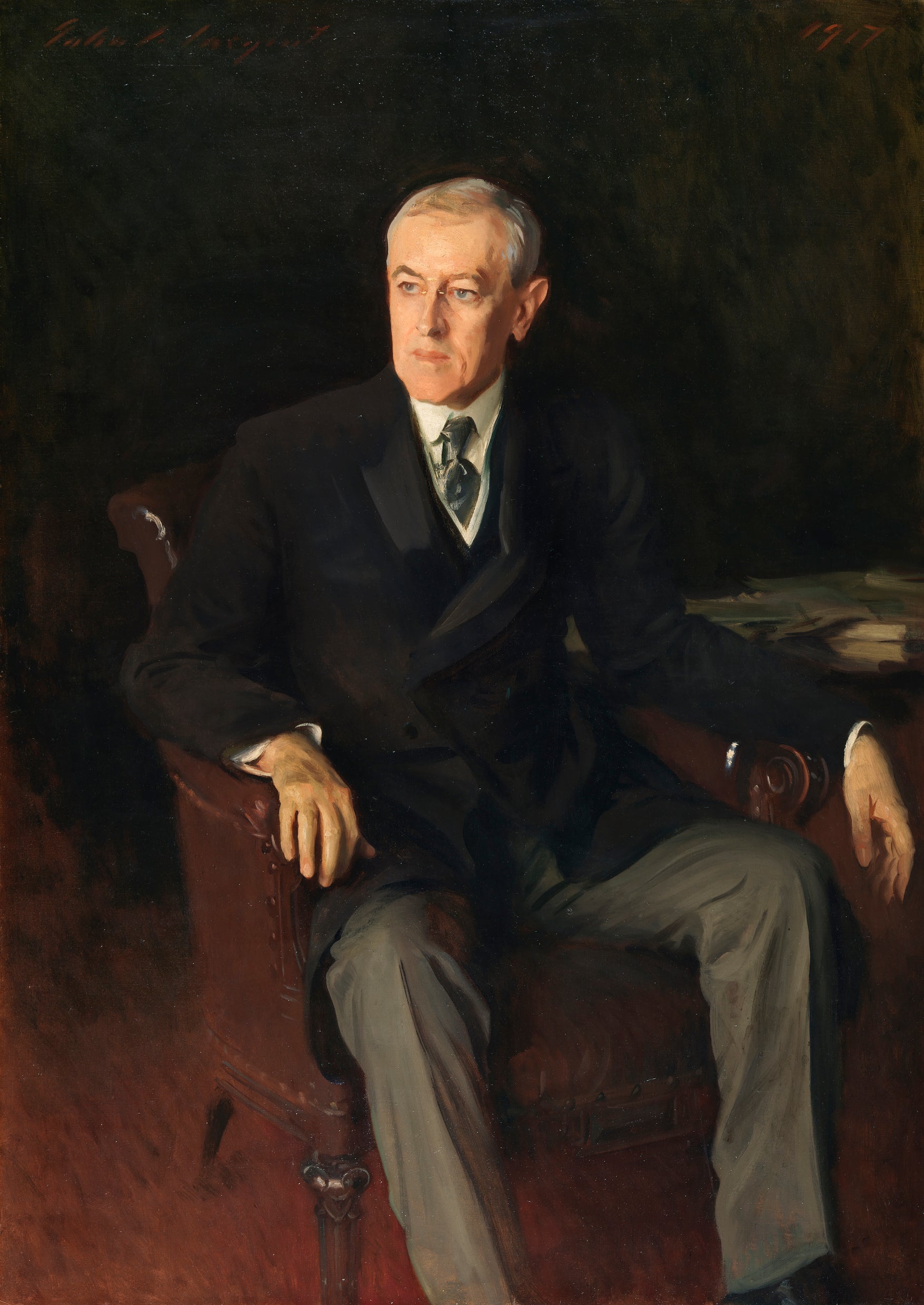 Reproduction du tableau « Portrait de Woodrow Wilson (1856-1924), président américain - John Singer Sargent » par Alpha Reproduction en peinture à l’huile