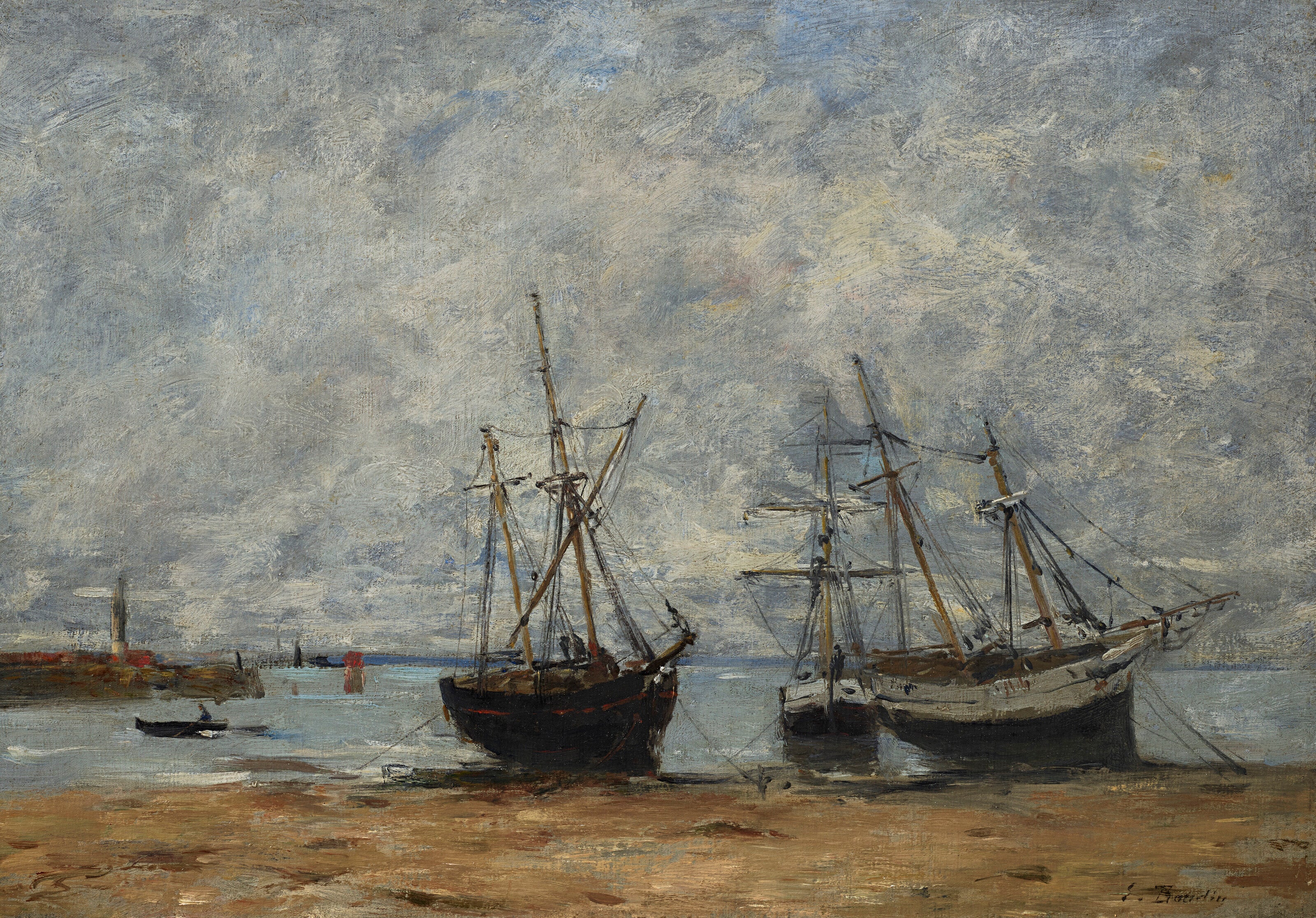 Reproduction du tableau « Portrieux, le port marée basse - Eugène Boudin » par Alpha Reproduction en peinture à l’huile