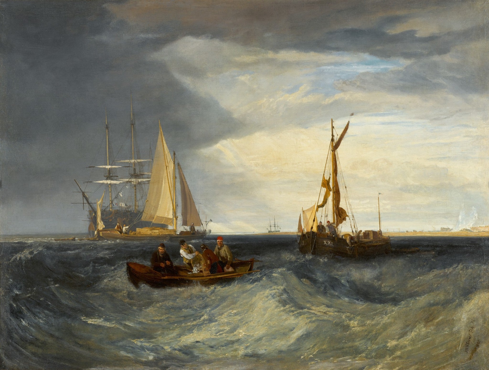 Reproduction du tableau « Purfleet and the Essex Shore as seen from Long Reach - J. M. W. Turner » par Alpha Reproduction en peinture à l’huile