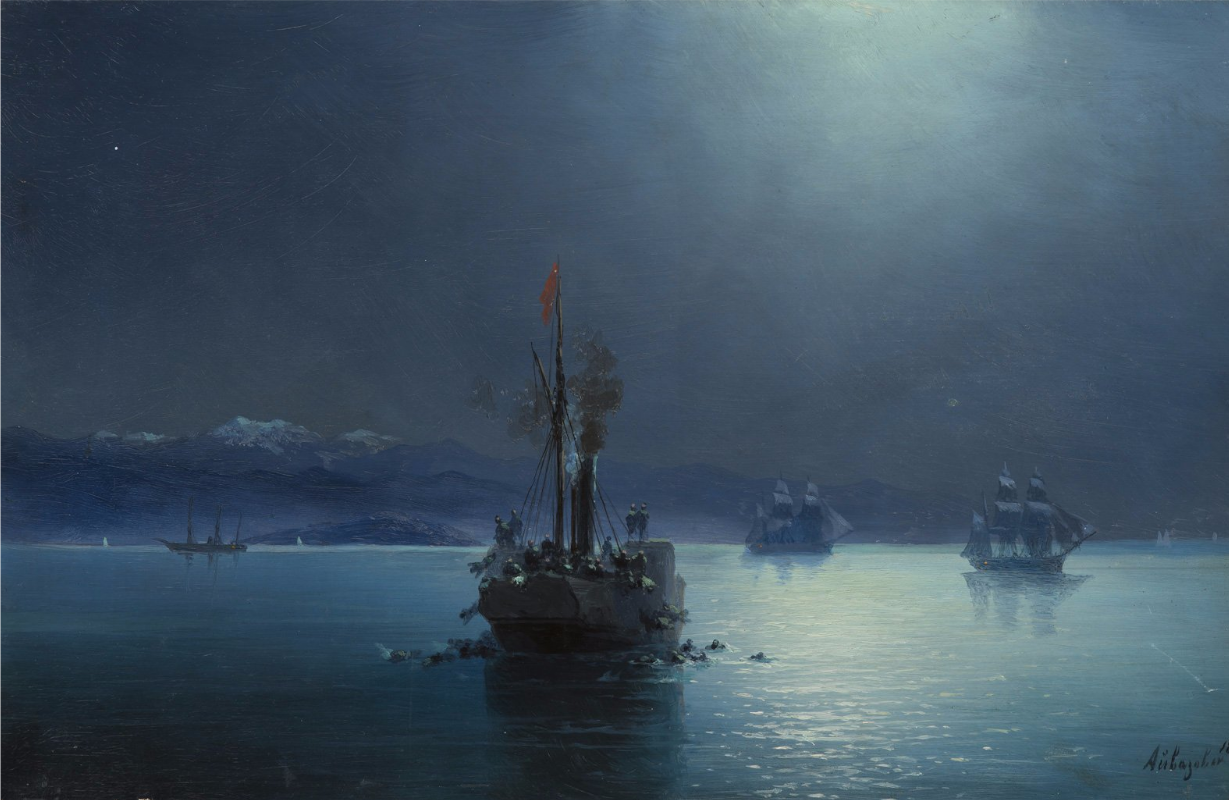Nuit tranquille : des Arméniens jetés par-dessus bord depuis des navires turcs - Ivan Aïvazovski