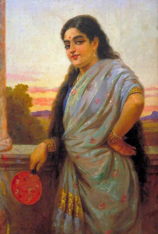 Femme tenant un éventail - Ravi Varmâ - Alpha Reproduction