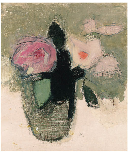 Red Roses in a Glass Bowl - Helene Schjerfbeck