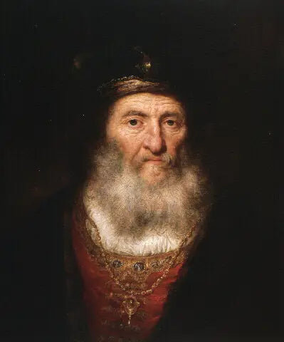 Reproduction du tableau « Vieil homme avec barbe et béret portant un médaillon - Rembrandt » par Alpha Reproduction en peinture à l’huile