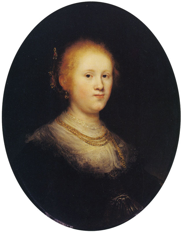 Reproduction du tableau « Buste d'une jeune femme - Rembrandt » par Alpha Reproduction en peinture à l’huile