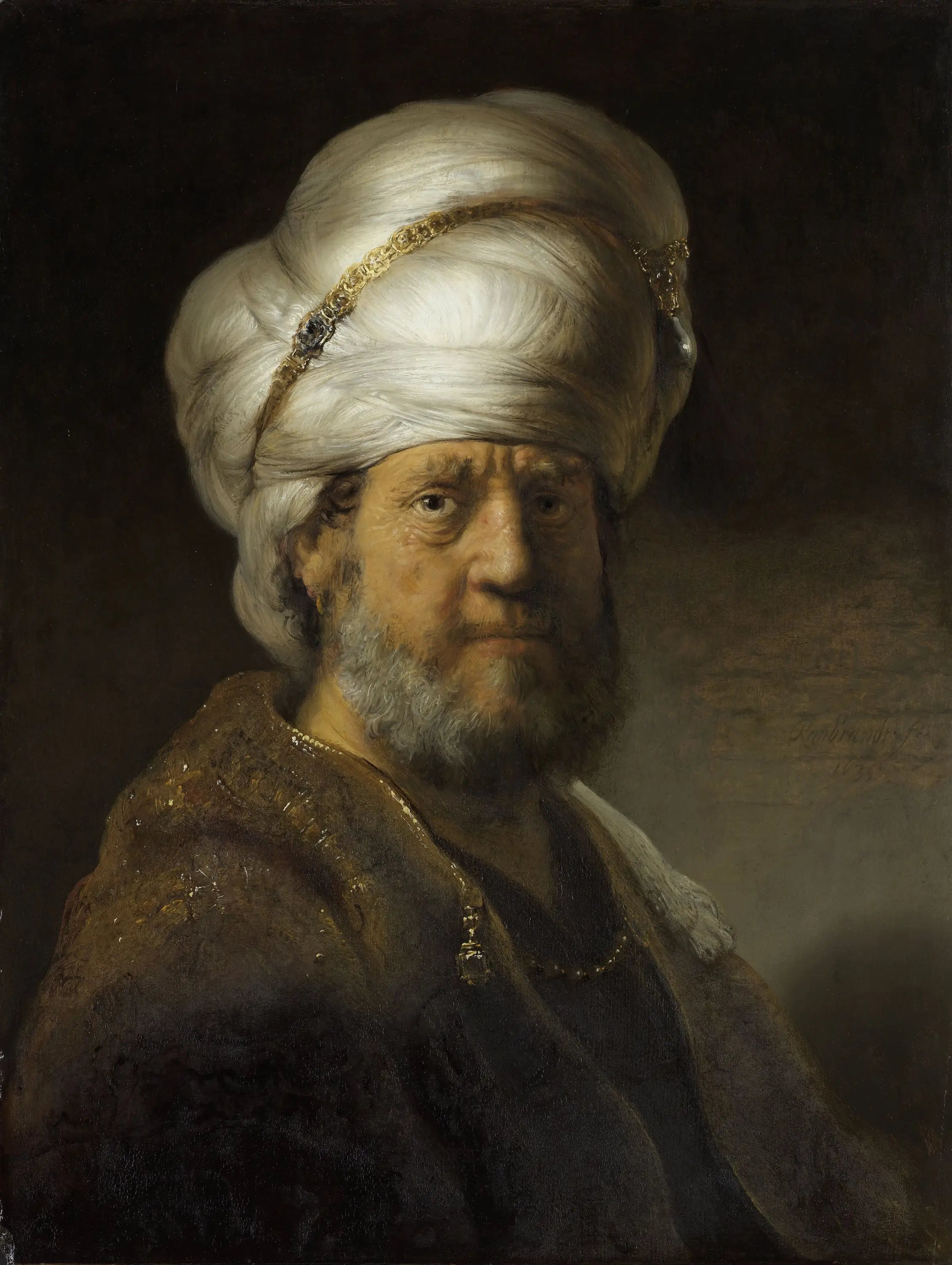 Reproduction du tableau « Homme en costume oriental - Rembrandt » par Alpha Reproduction en peinture à l’huile