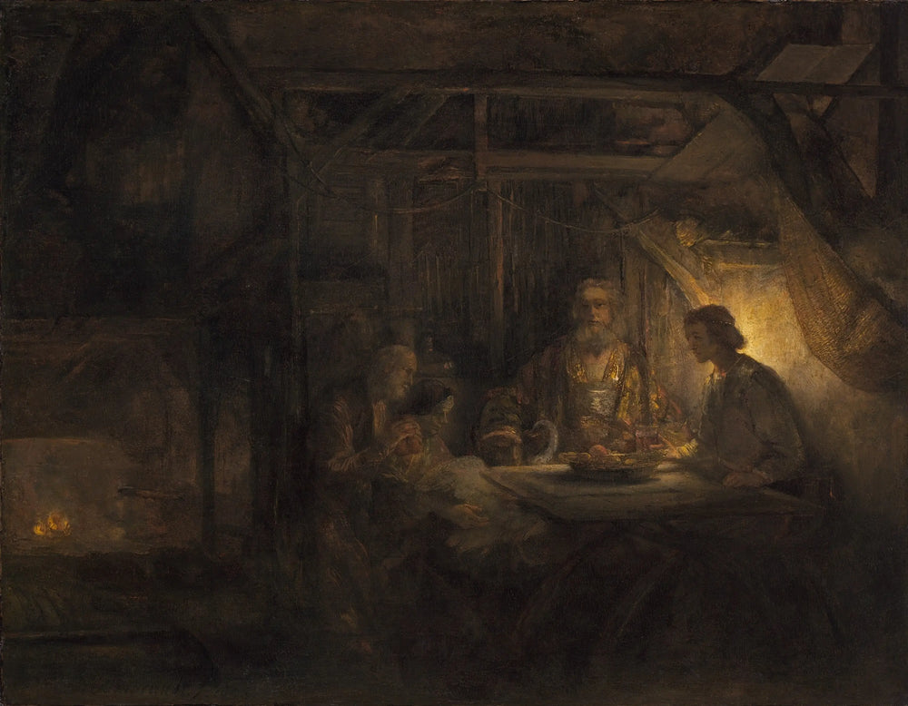 Reproduction du tableau « Philémon et Baucis - Rembrandt » par Alpha Reproduction en peinture à l’huile