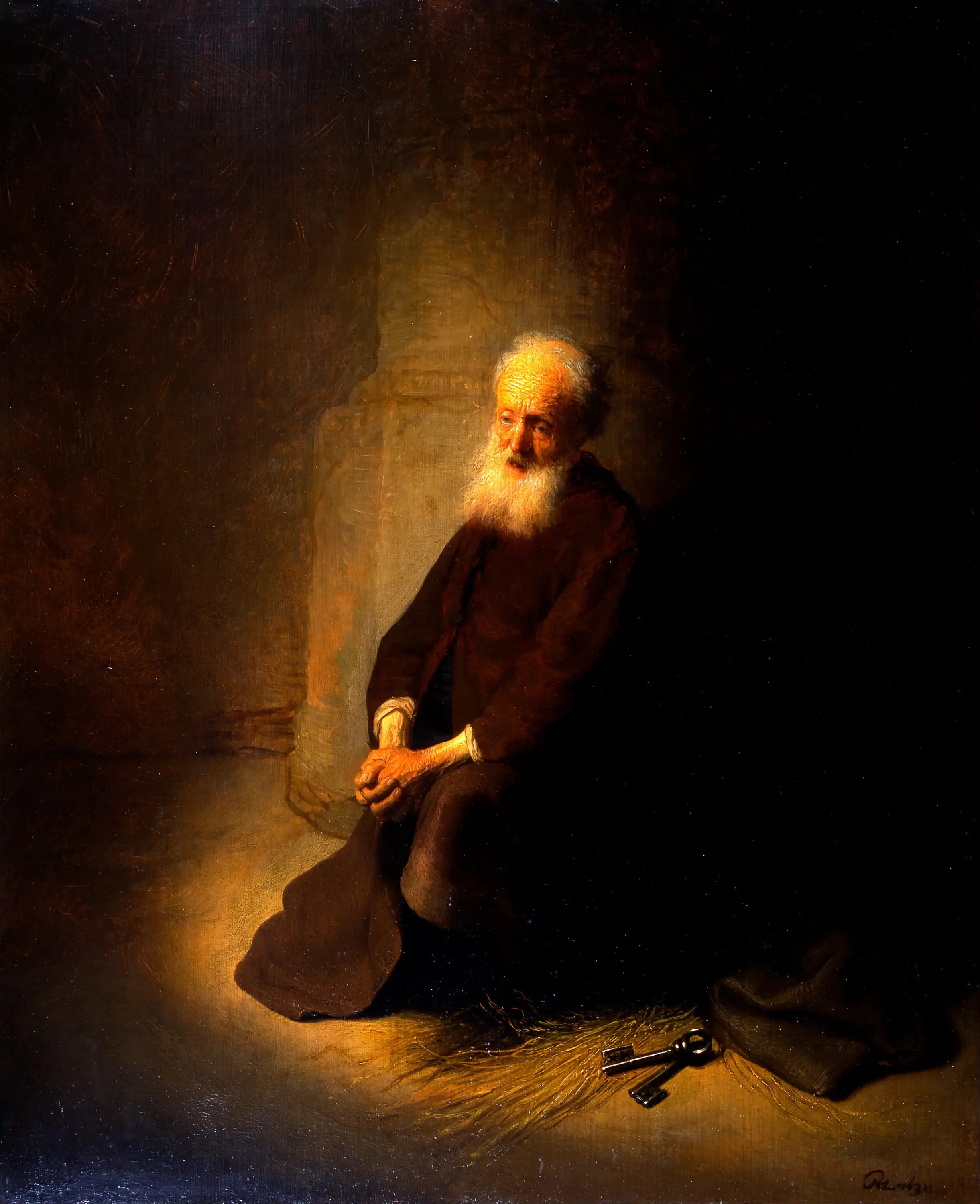 Reproduction du tableau « Saint Pierre en prison - Rembrandt » par Alpha Reproduction en peinture à l’huile