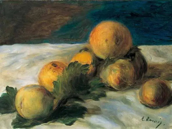 Reproduction du tableau « Nature morte aux pêches - Pierre-Auguste Renoir » par Alpha Reproduction en peinture à l’huile