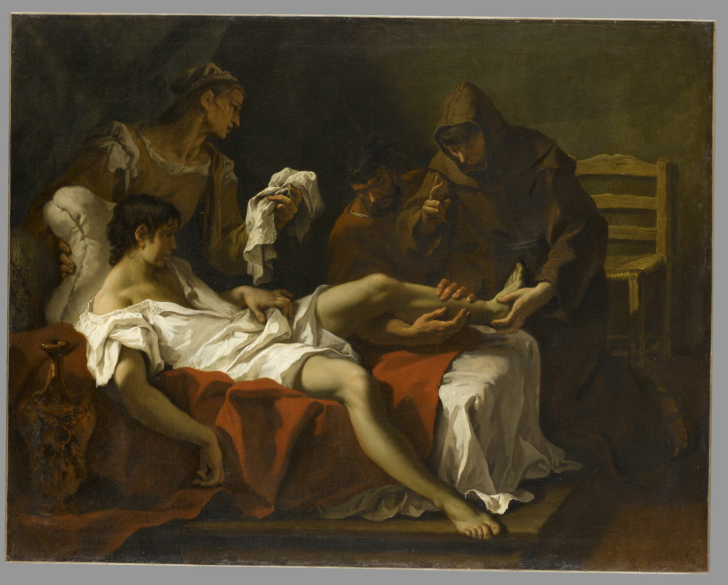 Saint Antoine de Padoue guérissant un jeune homme qui s'était amputé le pied pour se punir d'avoir frappé sa mère - Sebastiano Ricci