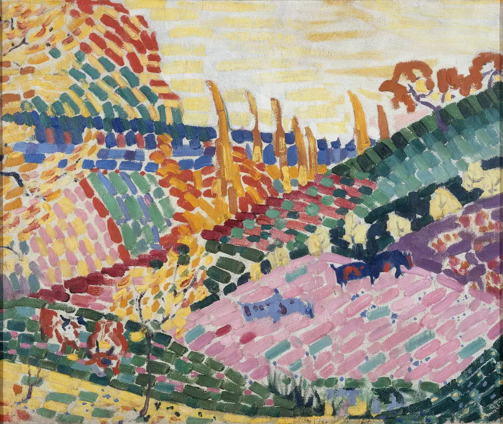 Reproduction du tableau « Paysage aux vaches - Robert Delaunay » par Alpha Reproduction en peinture à l’huile