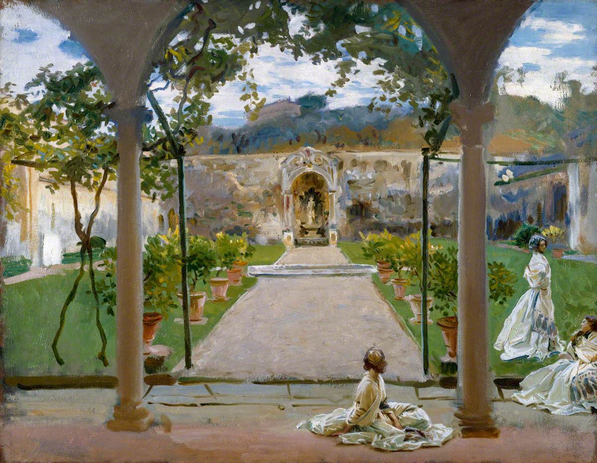 Reproduction du tableau « À Torre Galli : Dames dans un jardin - John Singer Sargent » par Alpha Reproduction en peinture à l’huile